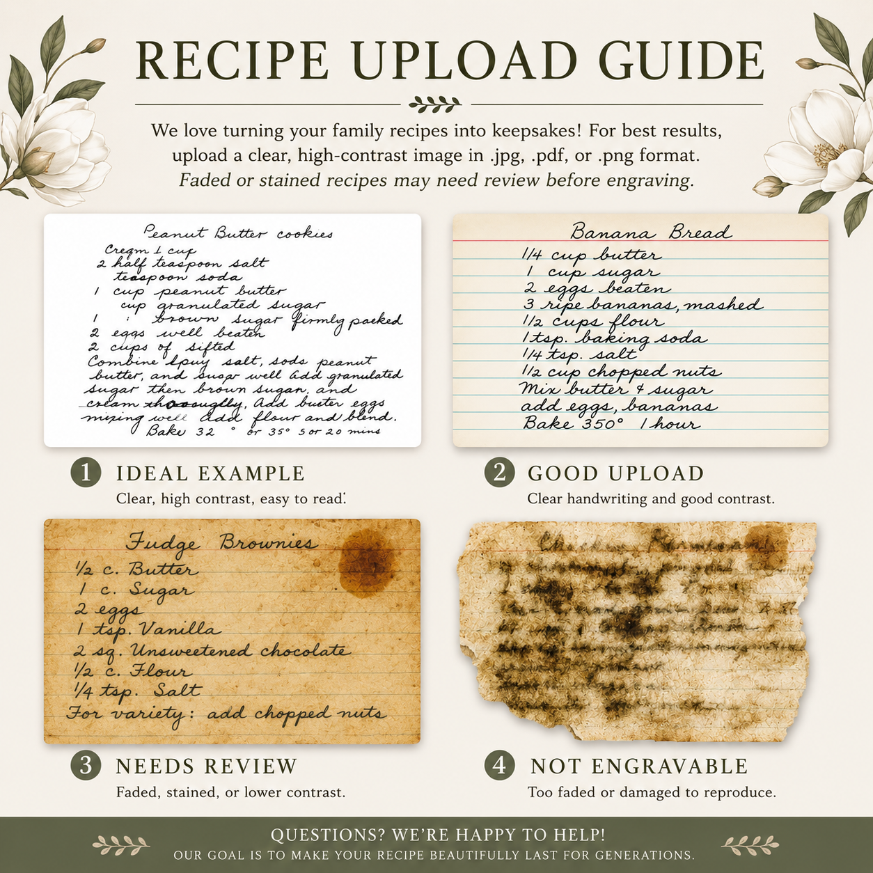 Custom Handwritten Recipe Cutting Board | Laser Engraved Keepsake