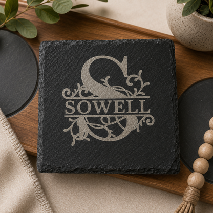 Personalized Engraved Slate Coaster Set