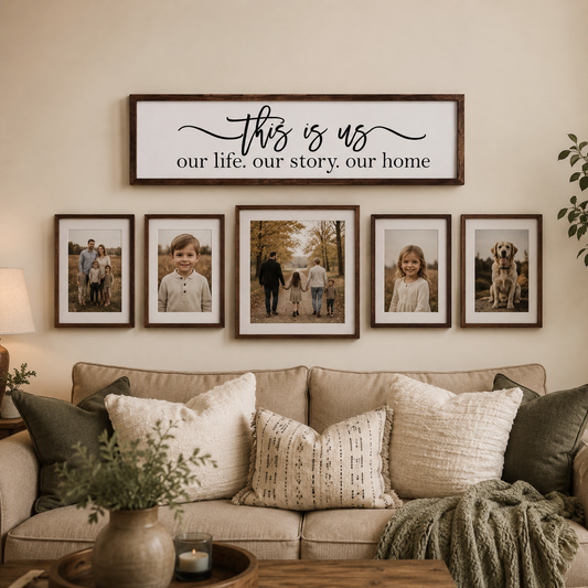 This Is Us, Our Life, Our Story, Our Home Farmhouse Wooden Sign | Family Wall Decor