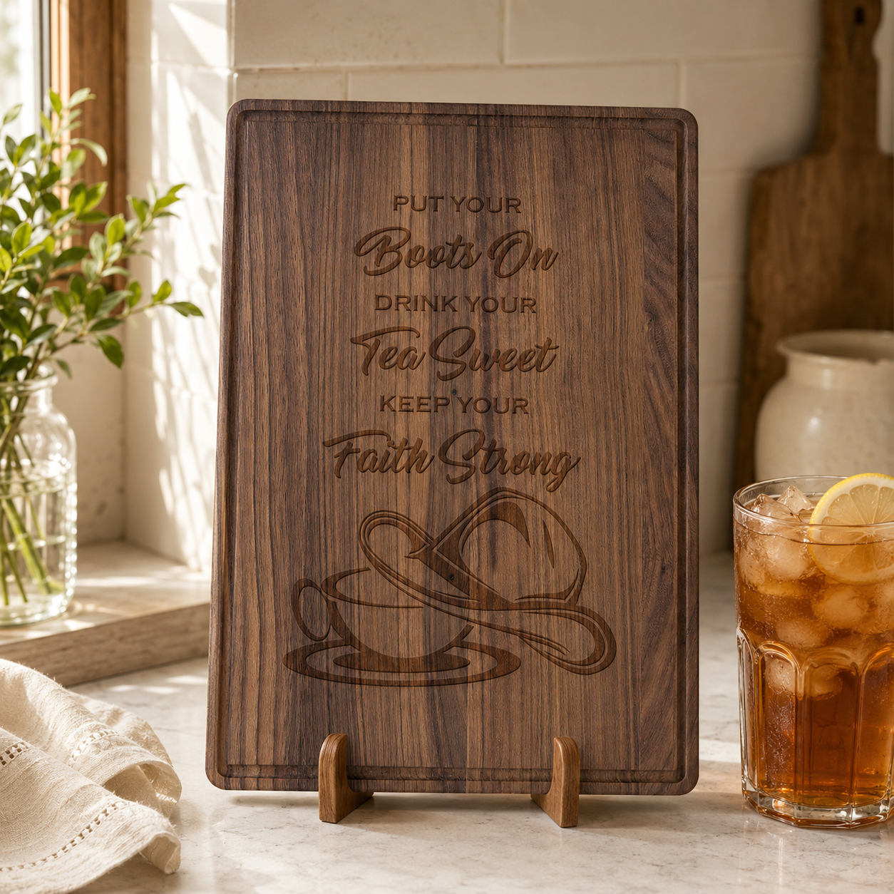 Personalized Walnut Cutting Board with Drip Channel – Custom Engraved Gift