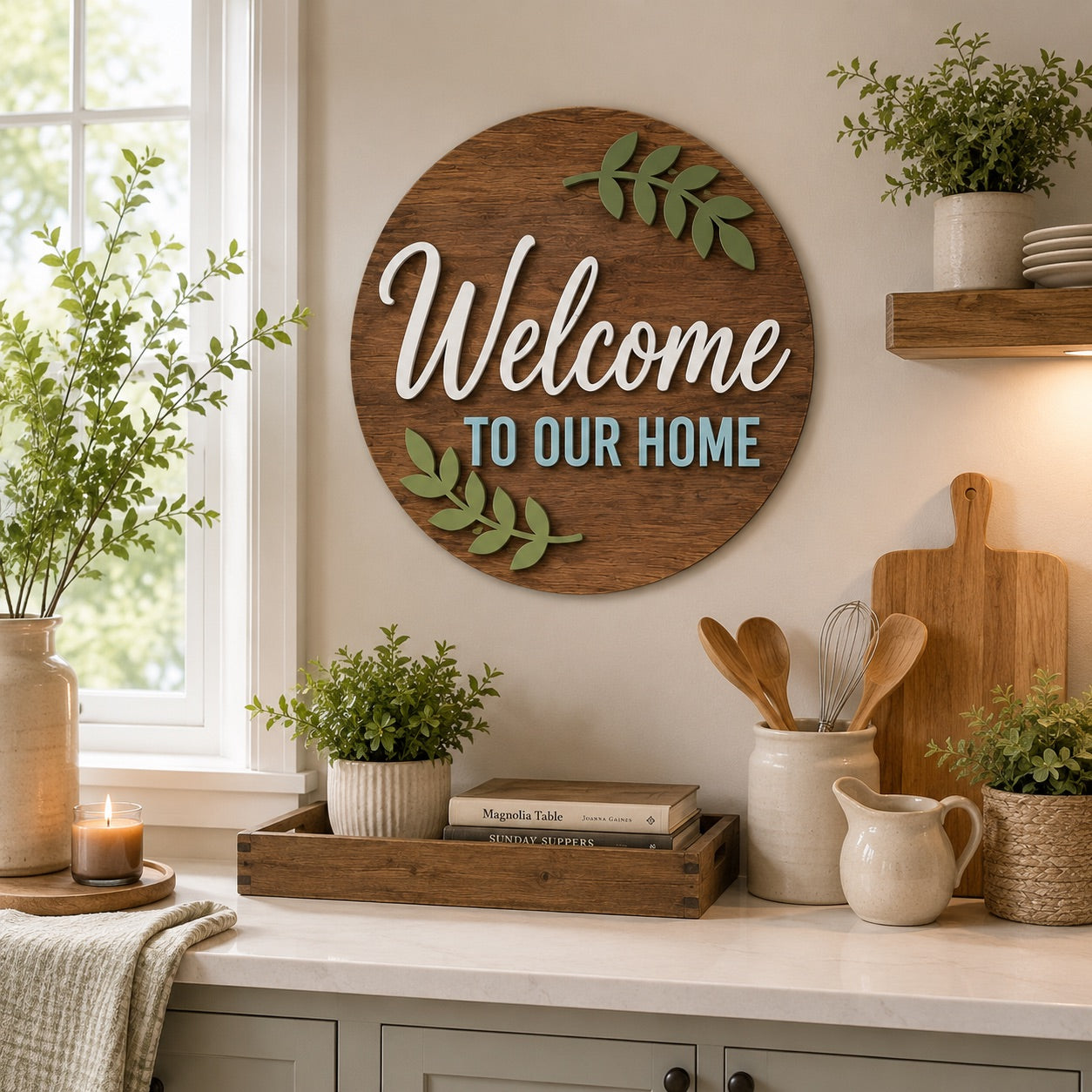 Personalized Wooden Round Name Sign | Custom Nursery & Family Wall Decor