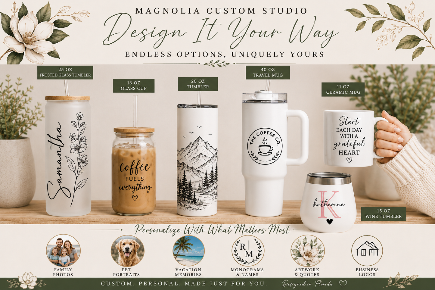 Custom Photo Tumbler | Personalized with Photos, Logos & Text