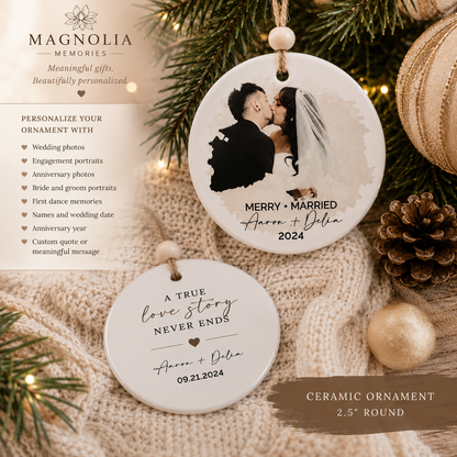 Custom Printed Ceramic Wedding  Christmas Ornament