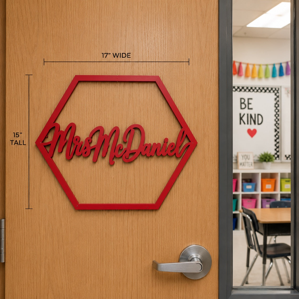 Hexagon Custom Name Cutout Wood Decor