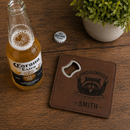 JM Series Personalized Bottle Opener Coaster Set