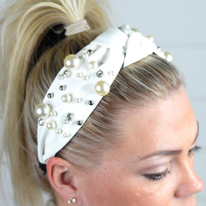 White Leatherette Knotted Headband