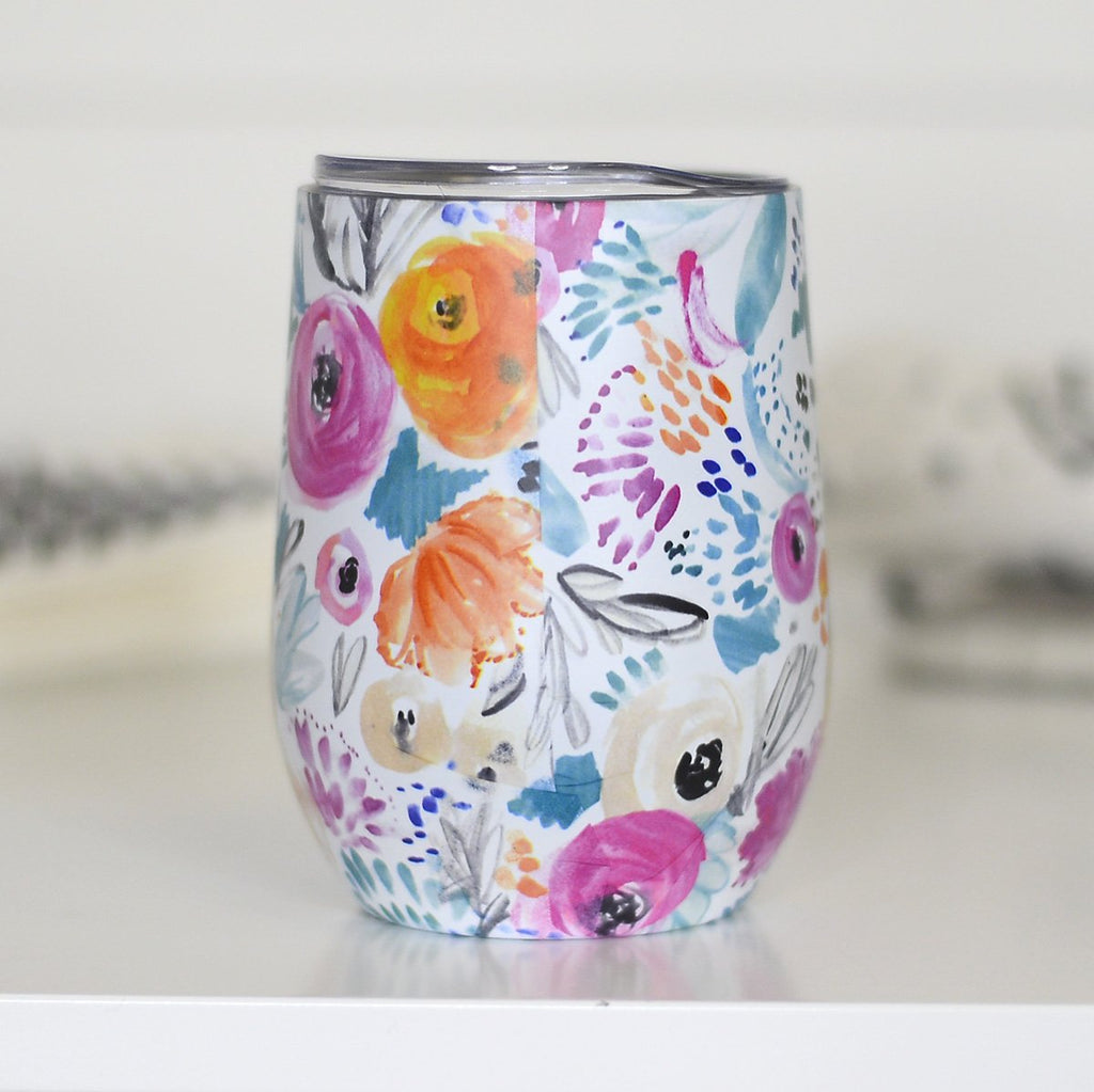 Bright Floral Wine Tumbler