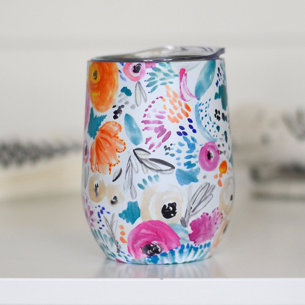 Bright Floral Wine Tumbler