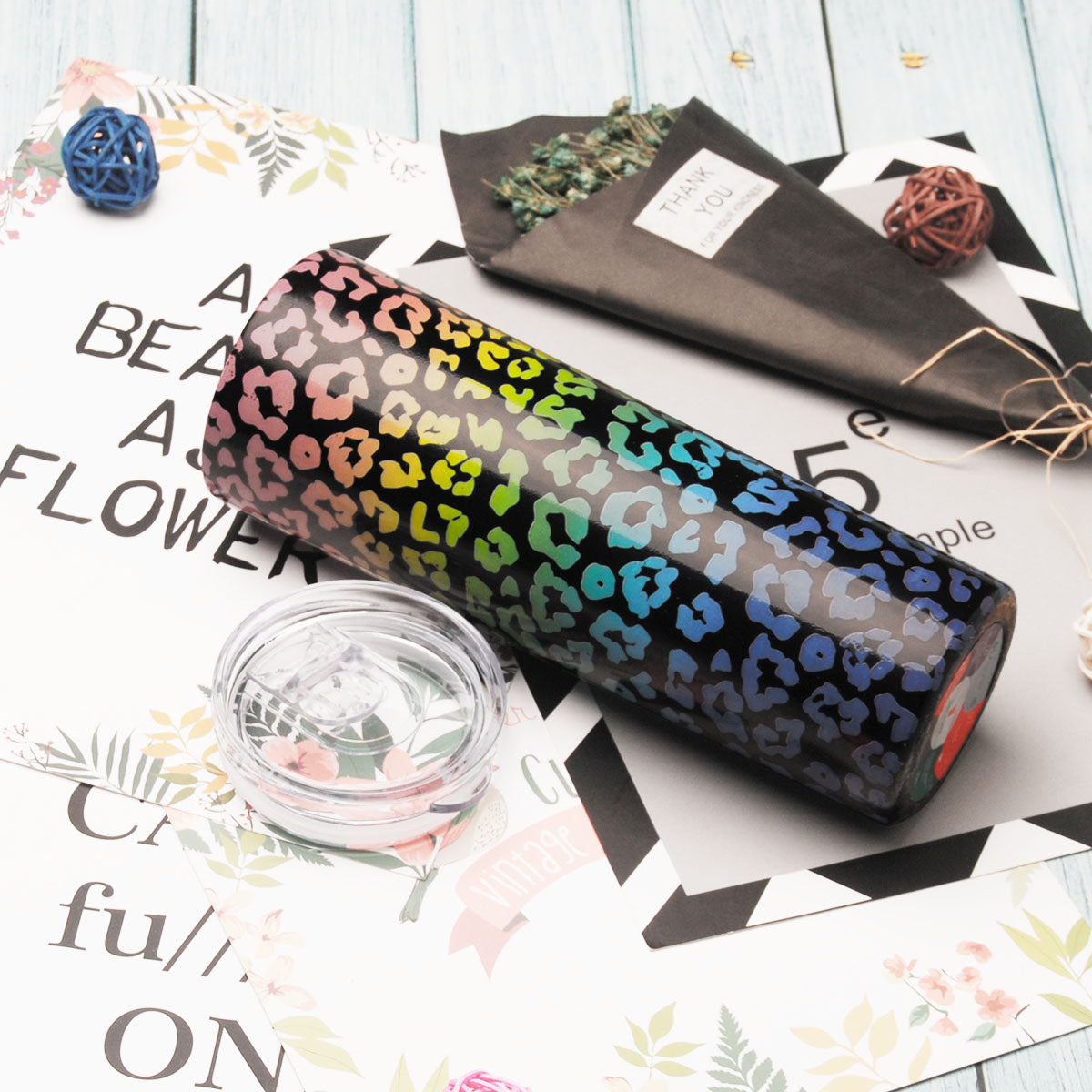 Rainbow Leopard Skinny Tumbler