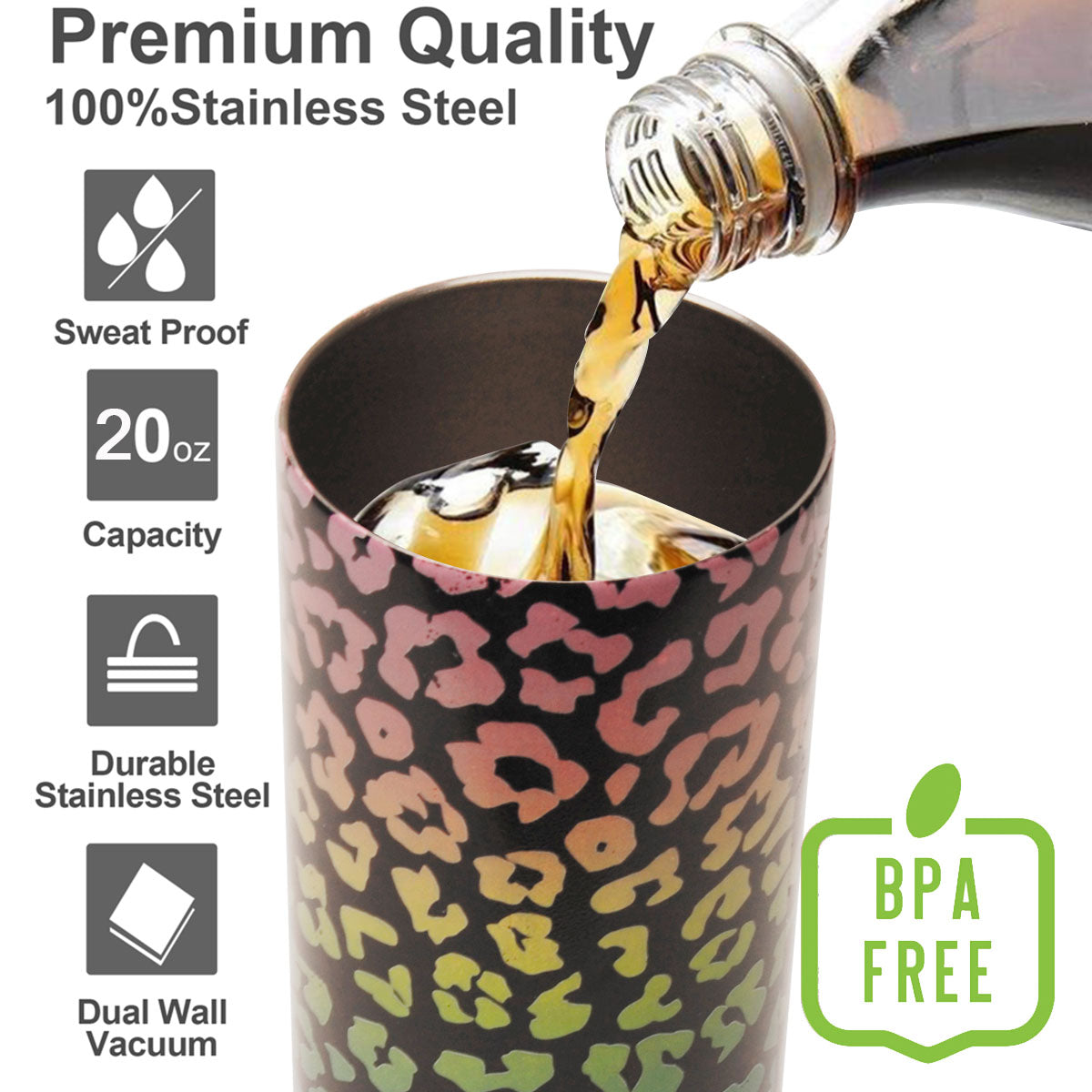 Rainbow Leopard Skinny Tumbler