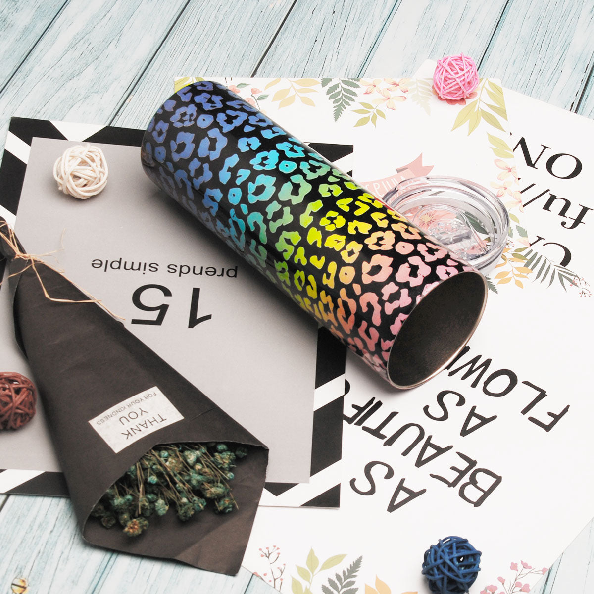 Rainbow Leopard Skinny Tumbler