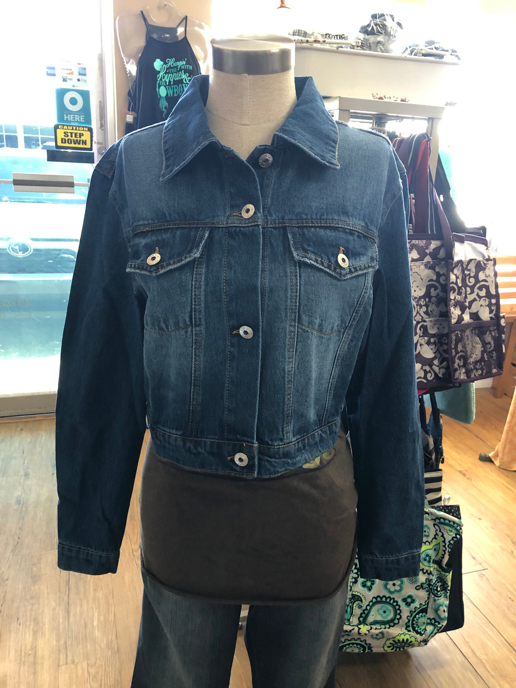 Vintage Washed Crop Denim Jacket