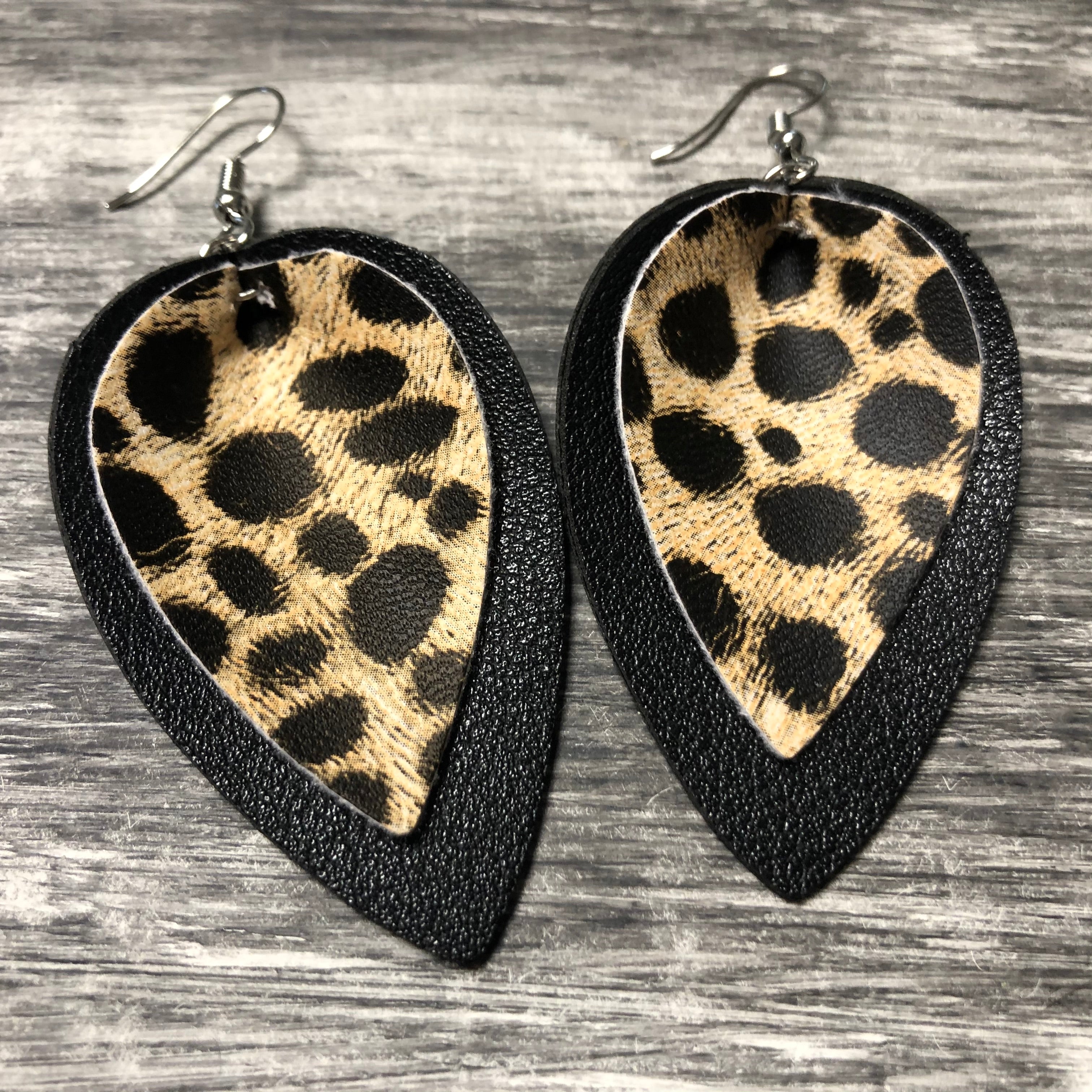 Leopard Faux Leather Earrings