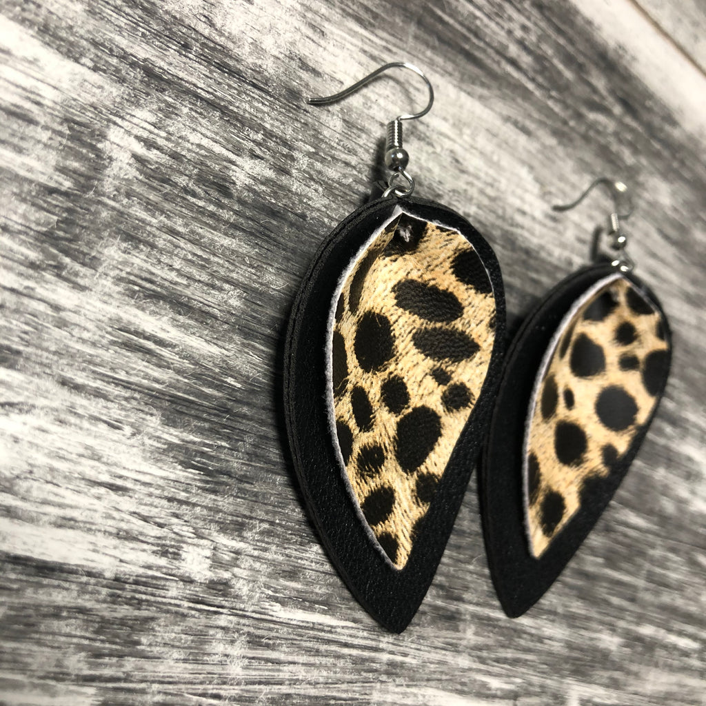 Leopard Faux Leather Earrings