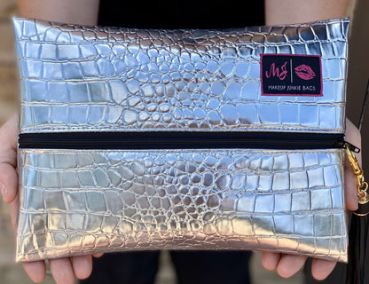 Silver Gator Blush Zipper MJ Bag Medium