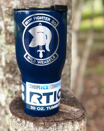 Custom Laser Engraved 30 oz RTIC Tumbler - Navy Blue - Personalized Monogram or Design