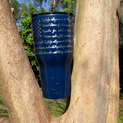 Custom Laser Engraved 30 oz RTIC Tumbler - Navy Blue - Personalized Monogram or Design