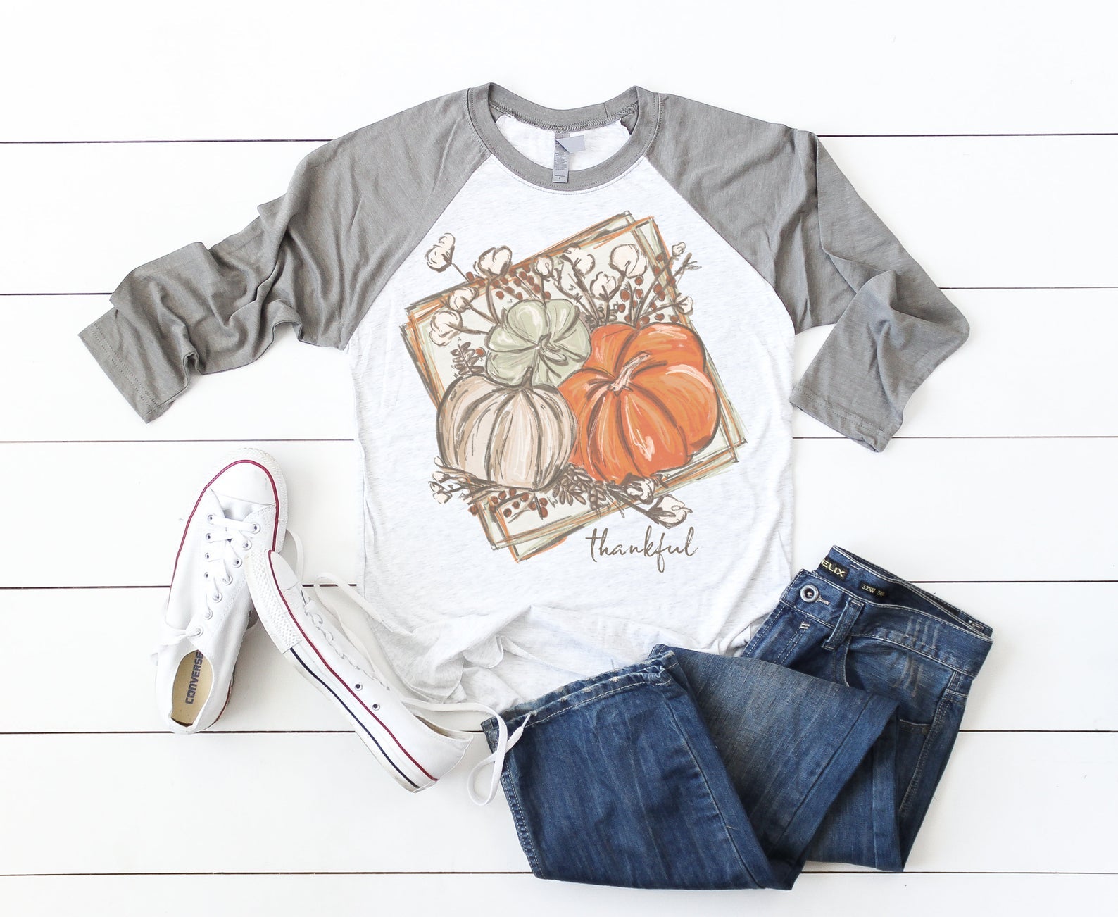 Thankful Pumpkin Screen Print T-Shirt