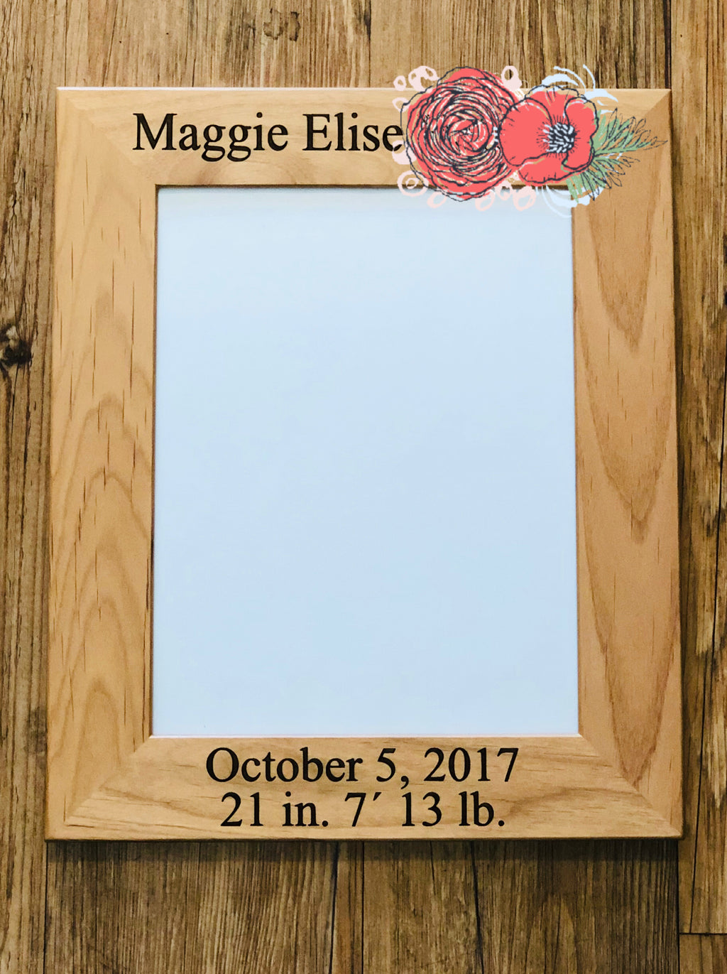 Laser Engraved Red Alder Photo Frame