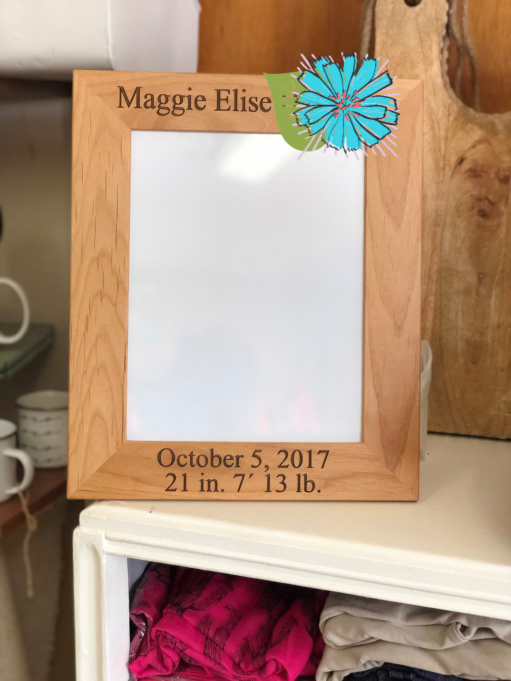 Laser Engraved Red Alder Photo Frame